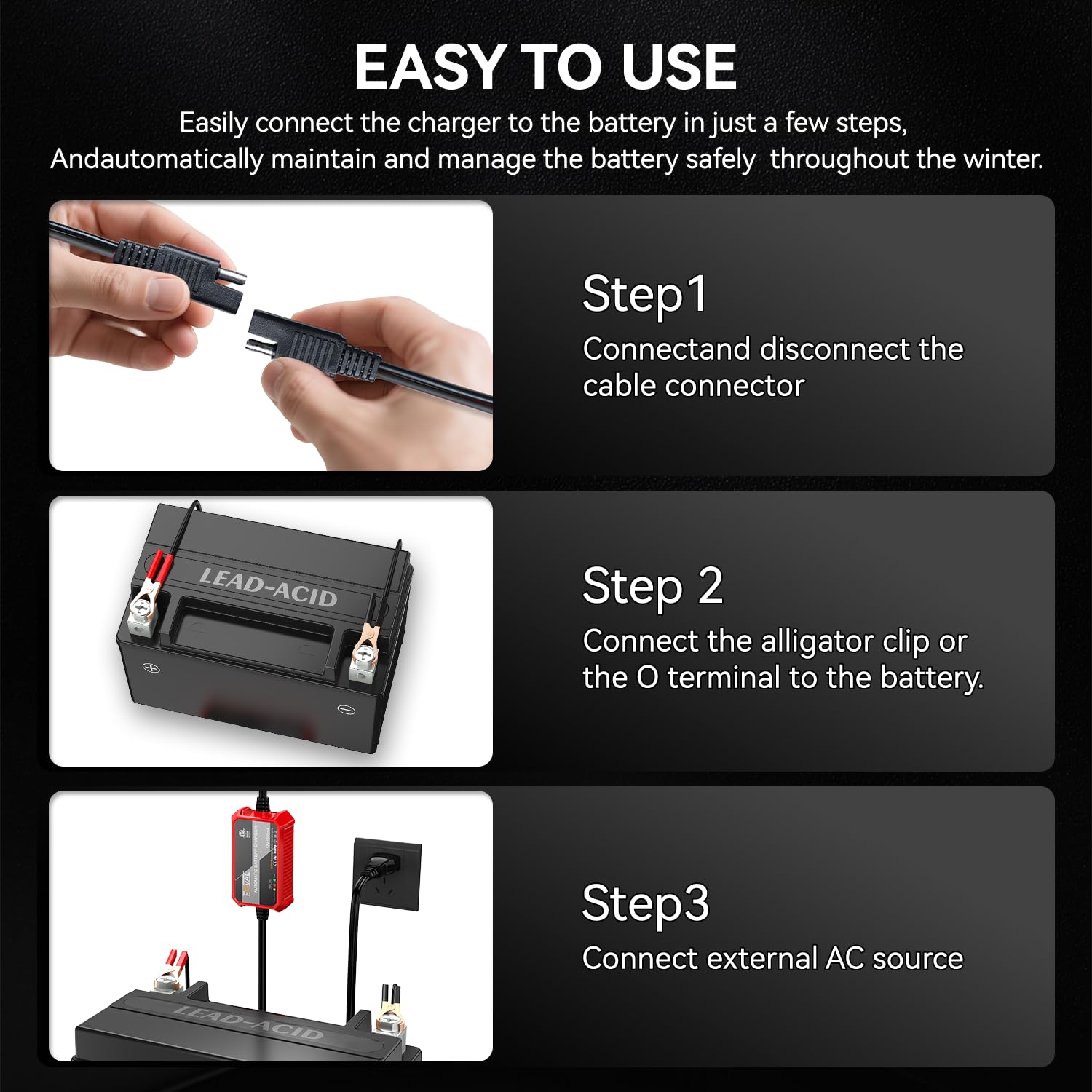 FOVAL charger cables stretched showing long reach and installation flexibility benefit