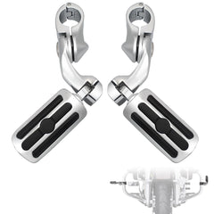 FOVPLUE front view chrome footpegs showing polished finish and style for upgraded comfort