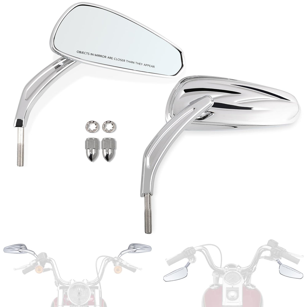 FOVPLUE front view of handlebar mirrors showing compact fit and improved rear visibility