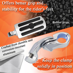 FOVPLUE in use with rider stretching legs to show improved touring ergonomics