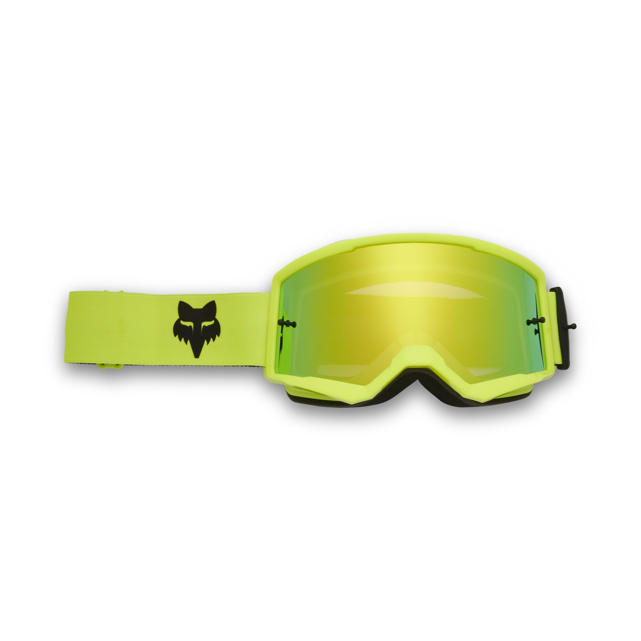 Fox Racing Main front view showing fluorescent yellow frame and broad viewport benefit
