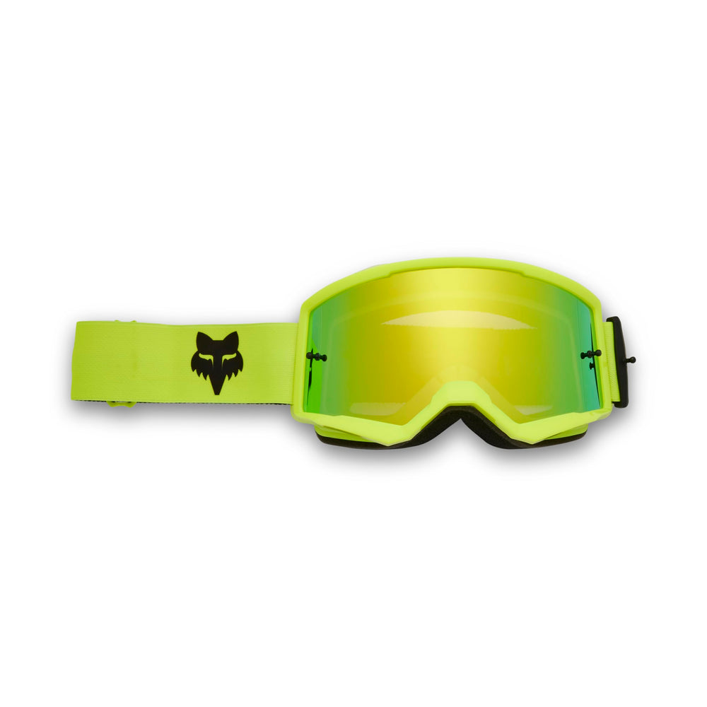 Fox Racing Main front view showing fluorescent yellow frame and broad viewport benefit