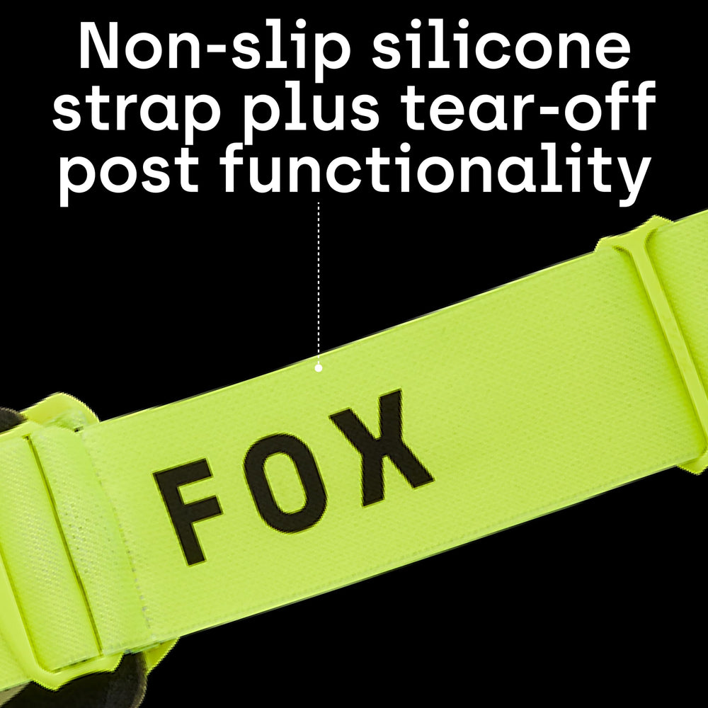 Fox Racing goggles next to a ruler showing compact lightweight size advantage