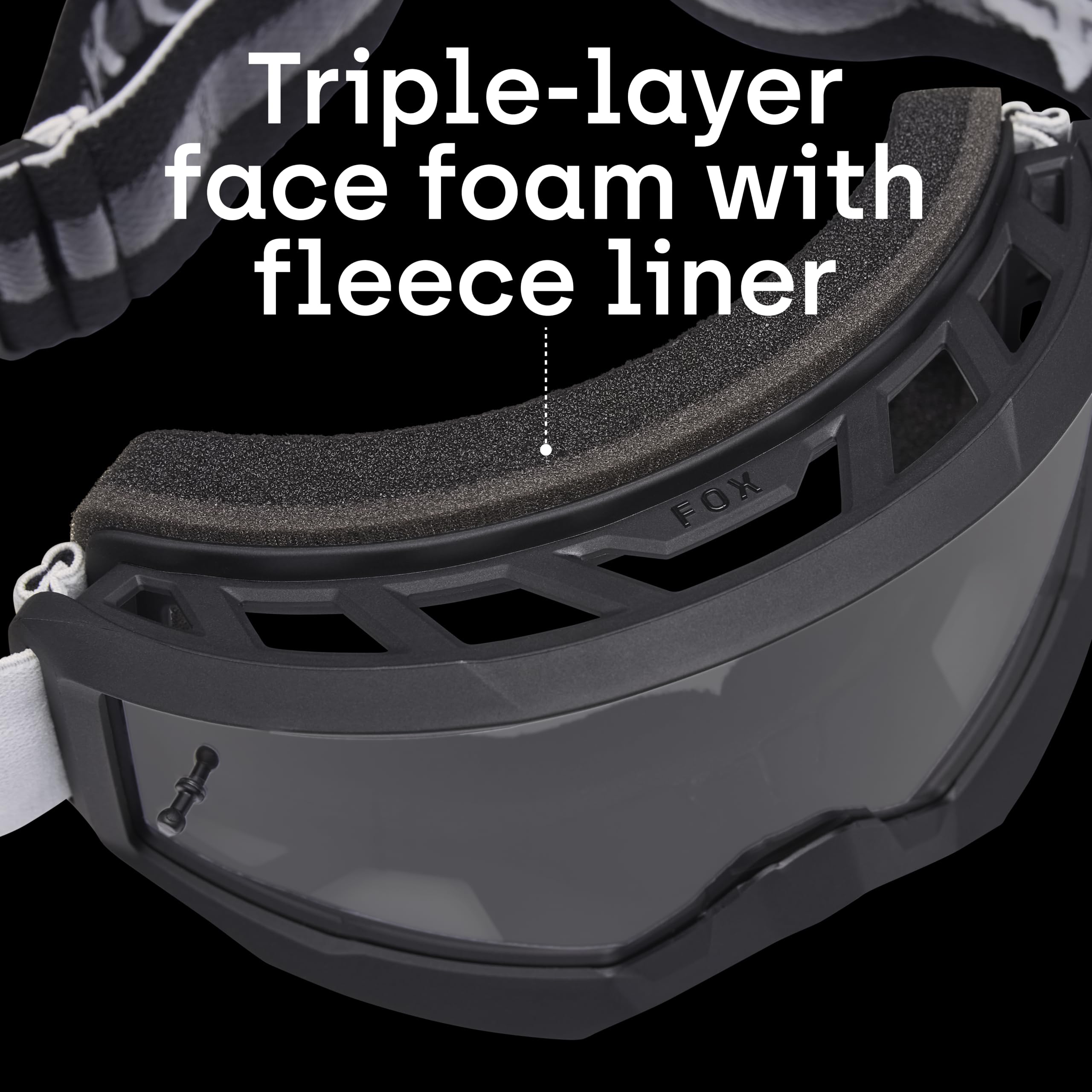 Fox Racing strap-mounted tear-off post showing easy race-ready maintenance