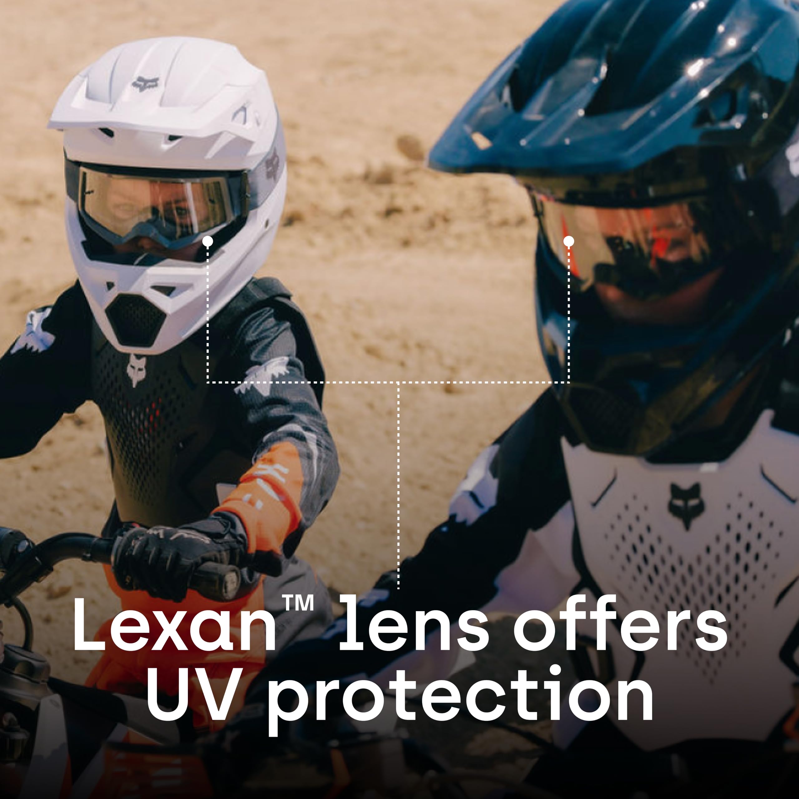 Fox Racing goggle held in hand to show size and lightweight portability