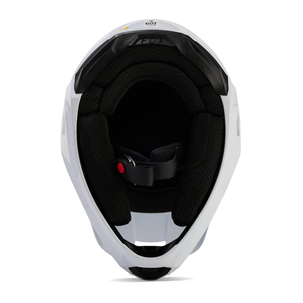 Fox Racing helmet shell texture close-up showing polycarbonate and ABS construction
