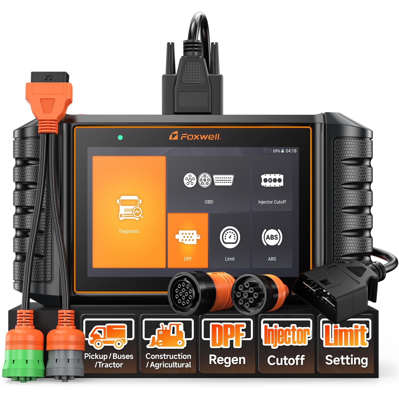 FOXWELL HD500 front view showing screen and rugged case for reliable diagnostics