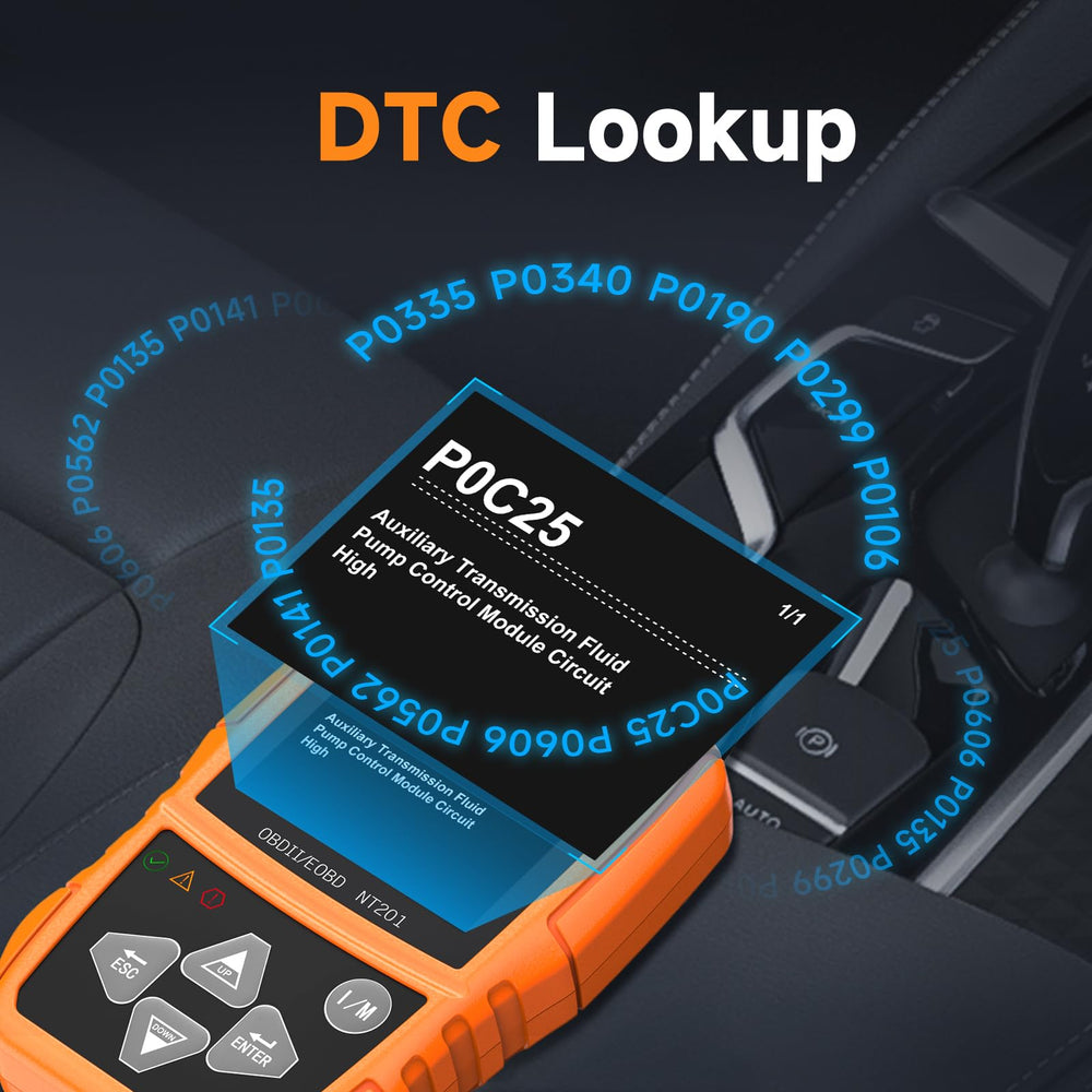 FOXWELL NT201 next to car key illustrating compact size and easy storage benefit