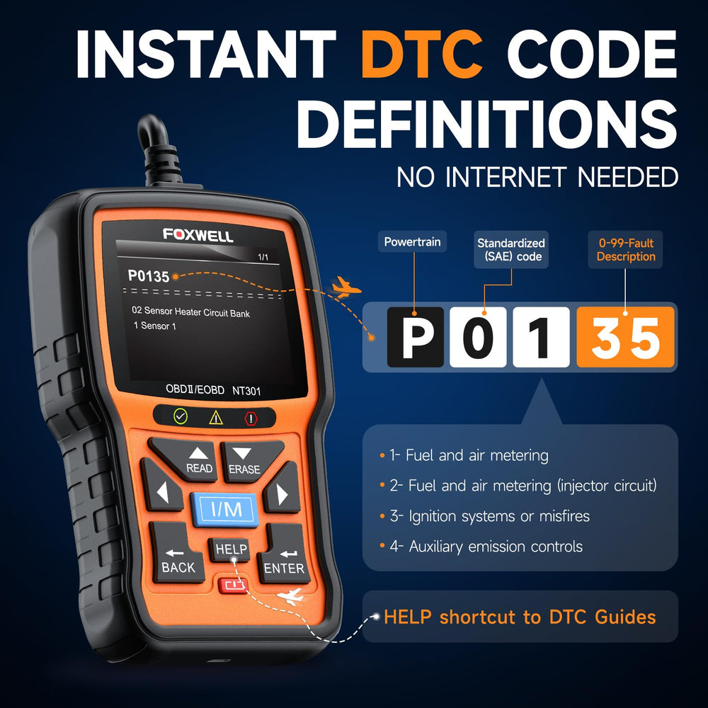 FOXWELL NT301 graphing detail zoom on O2 and fuel trim readings for diagnosis