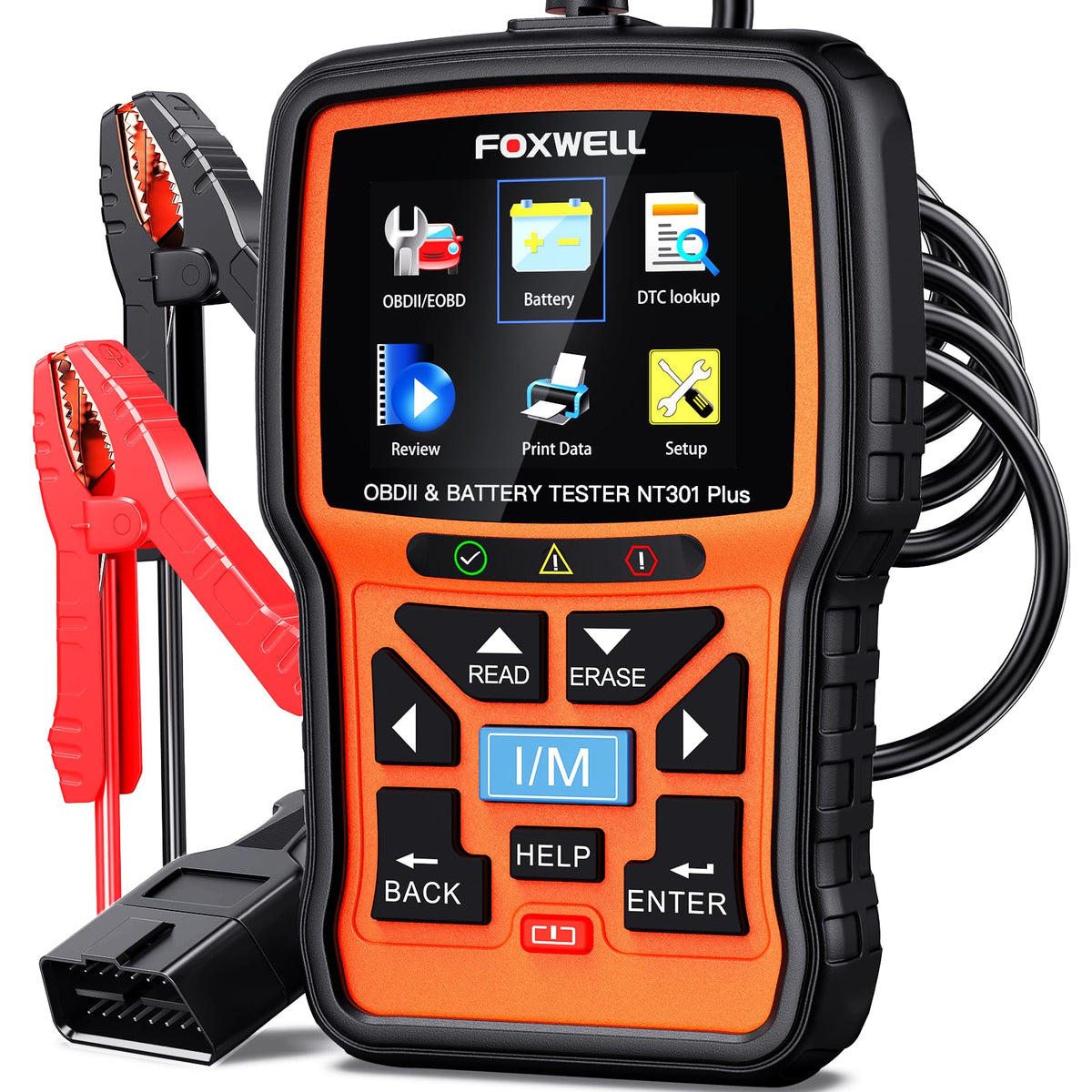 FOXWELL NT301 Plus front view showing compact design and ports for easy diagnostics