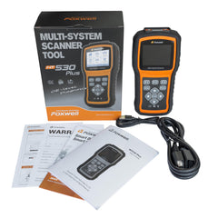 FOXWELL NT530 connector ports and label for easy vehicle hookup and model info