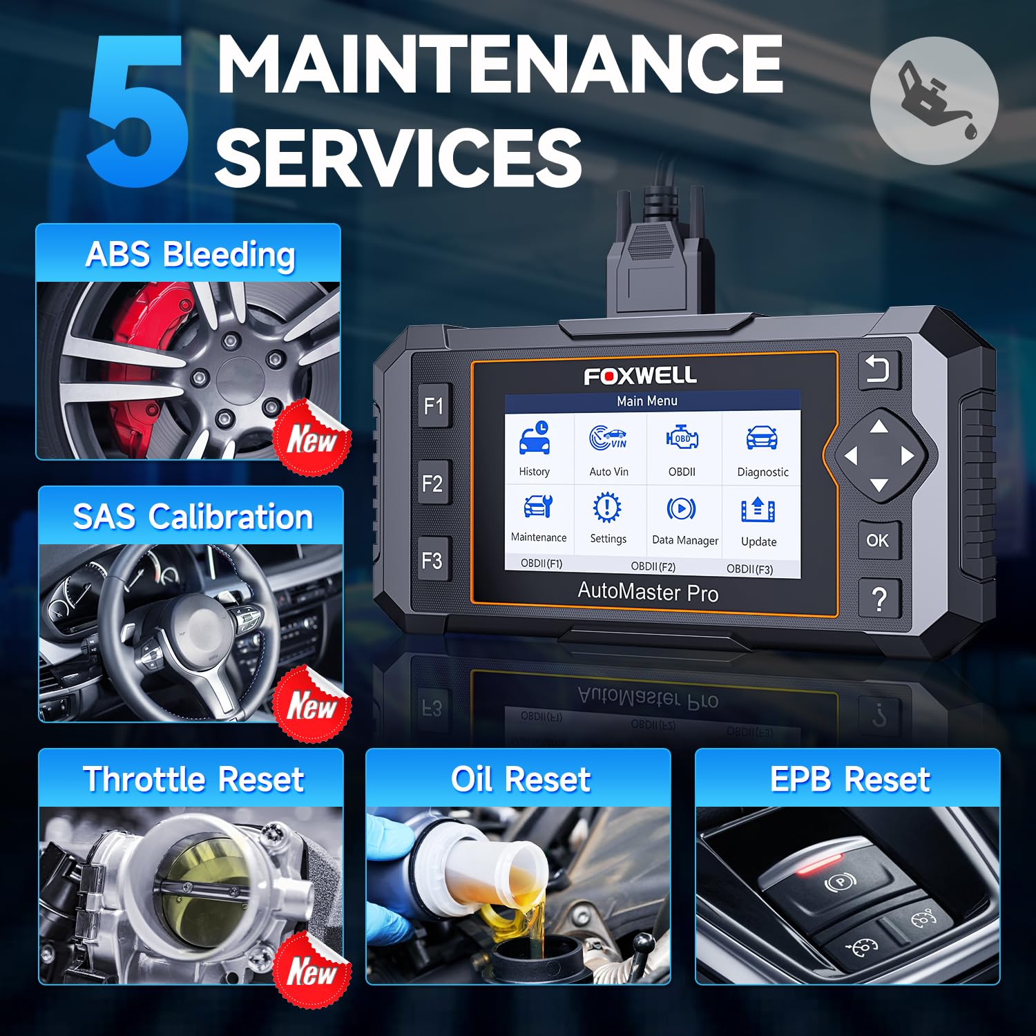 FOXWELL NT614 close-up of control buttons for simple one-touch operation and navigation