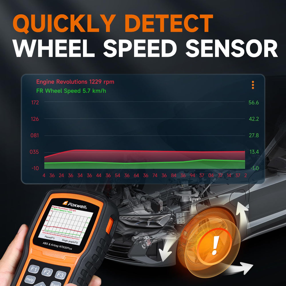 FOXWELL NT630 Plus activating ABS auto-bleed on a brake caliper, speeds air removal