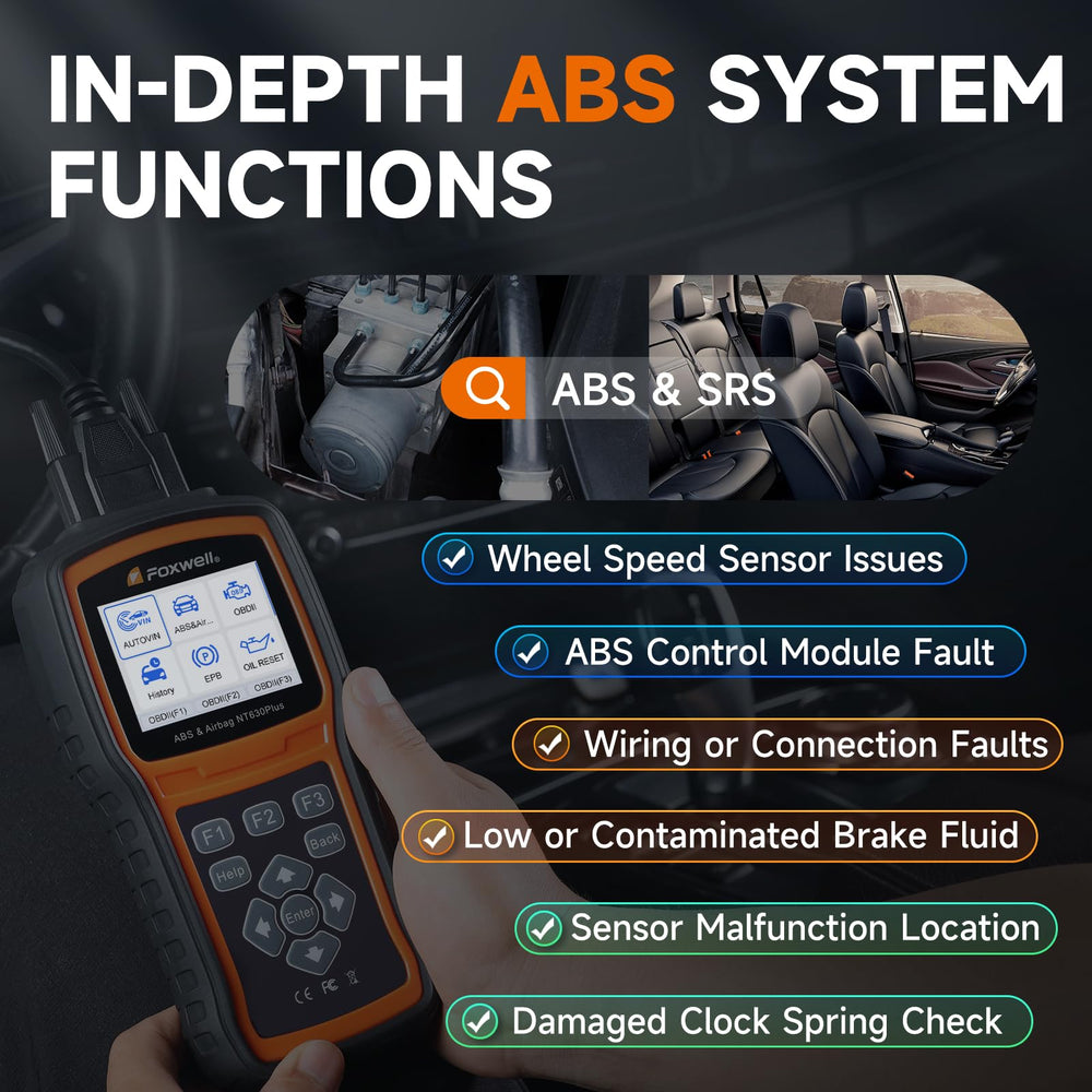 FOXWELL NT630 Plus plugged into car 16-pin OBD port, immediate testing benefit