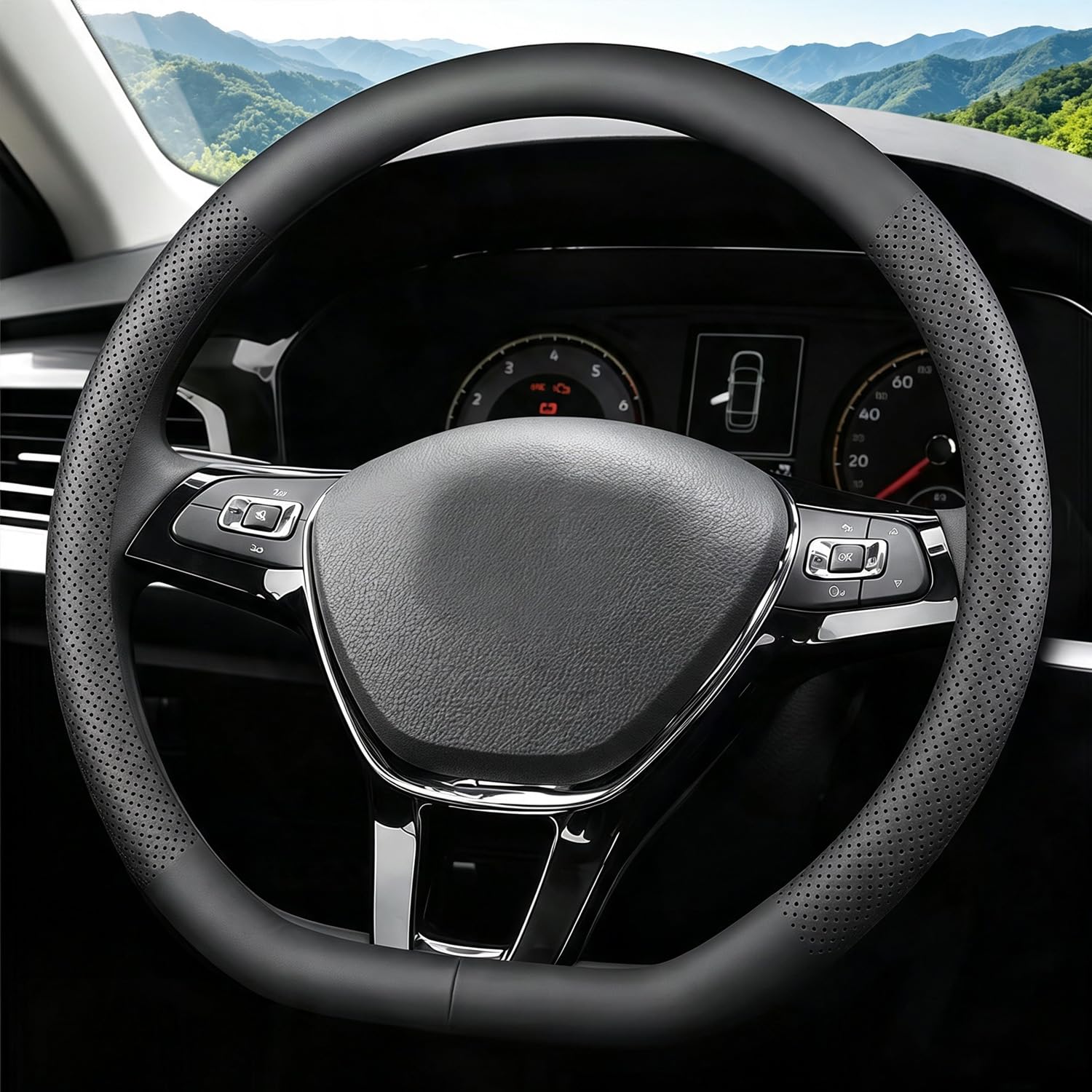 FQMY close-up of microfiber leather texture for comfort and durability