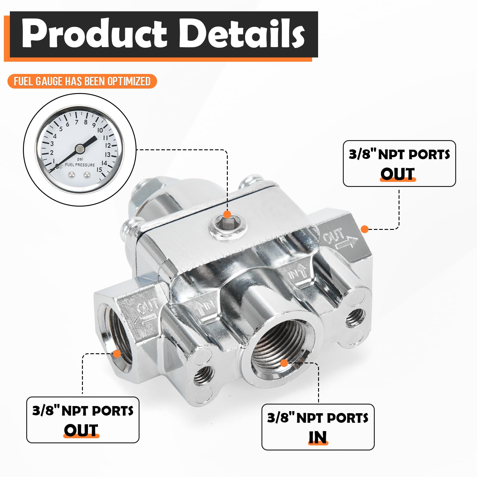 FQRANBO adjustment knob detail enabling simple fuel pressure tuning on the fly