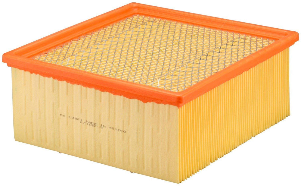 FRAM CA10261 filter media close-up highlighting layered fibers for improved filtration