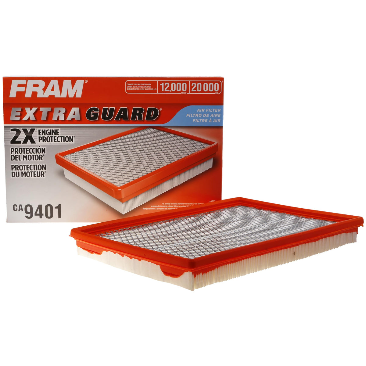 FRAM CA9401 front view showing seal and frame for correct fit and protection