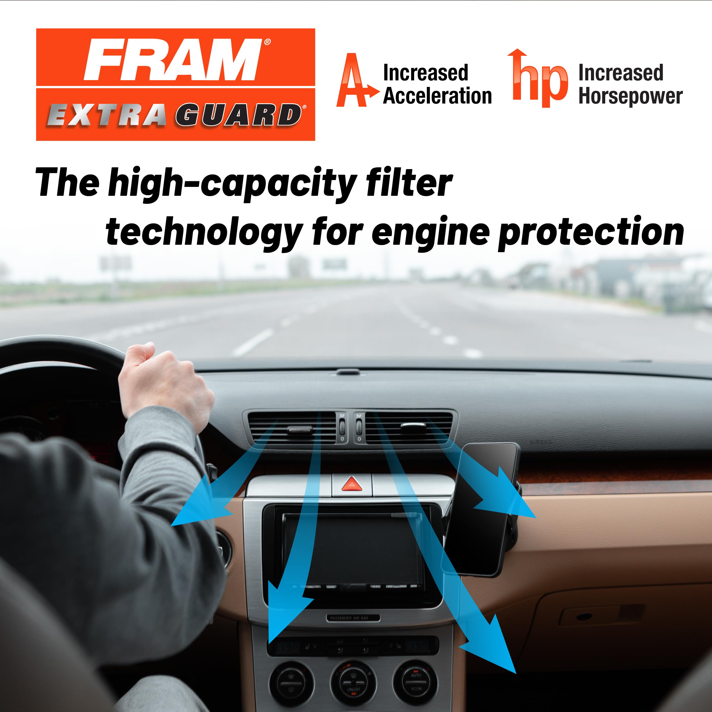 FRAM CA9683 close-up of multi-layer filter media showing improved particle capture
