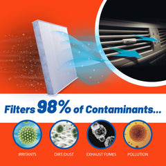 FRAM CF10285 close-up of pleated filter media showcasing texture and ARM & HAMMER-infused deodorizing layer