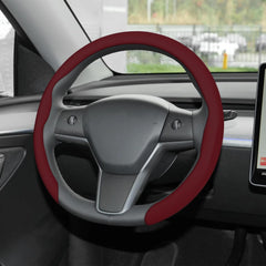 Frani front view wine red steering wheel cover showing color and fit benefits