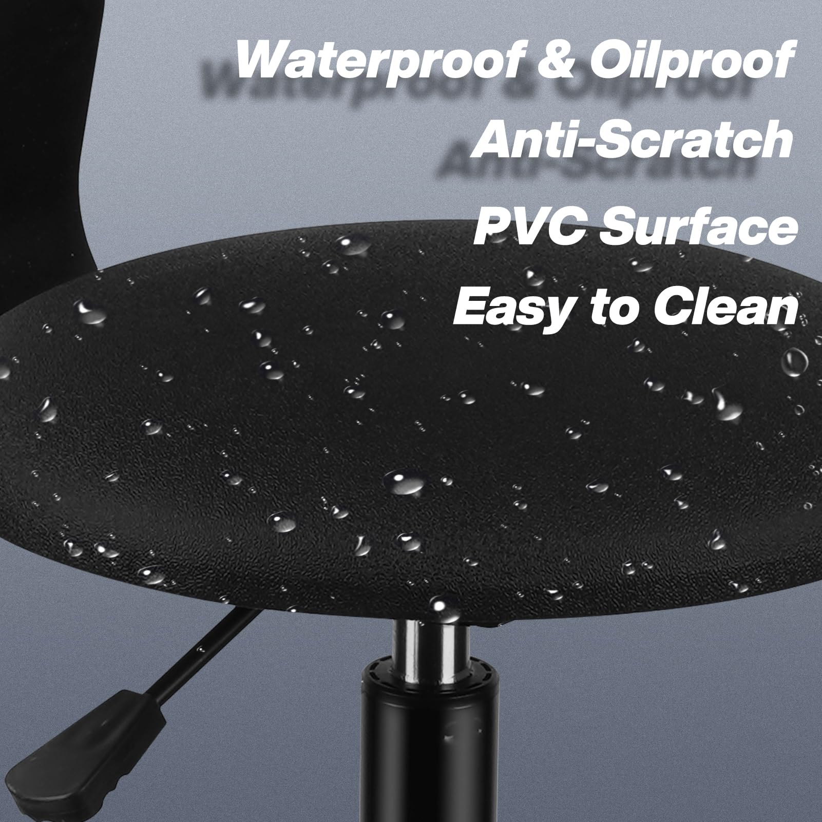 FreekyFit wiped clean with cloth showing PVC seat resists oil and spills