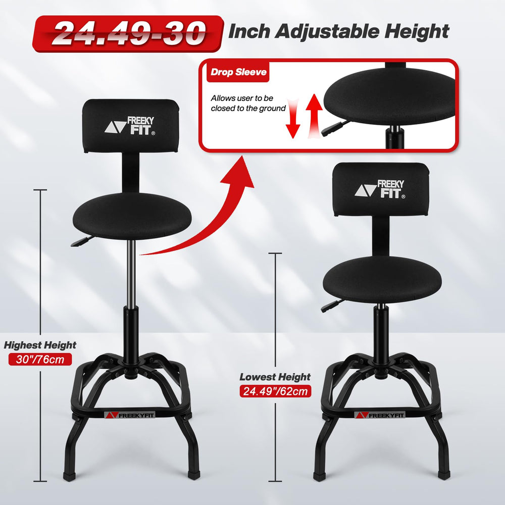 FreekyFit close-up of padded PVC seat displaying larger cushion for comfort
