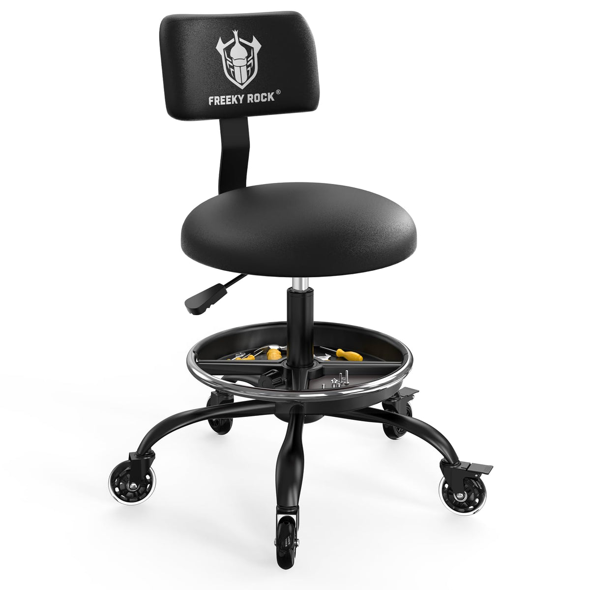 FREEKYROCK front view stool showing compact design and mobility benefit