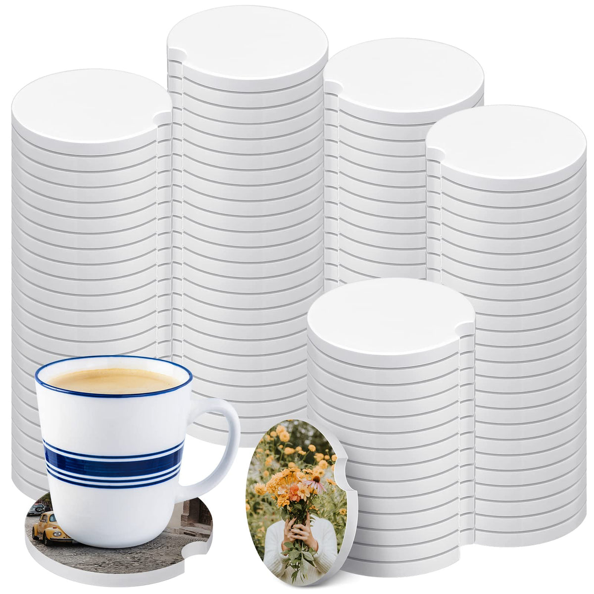 Frienda front view of 100-piece blank pack showing clean white inserts and quantity benefit