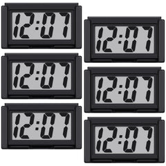 Frienda front view of six black mini clocks showing clear digits and neat packaging, convenient multi-use set