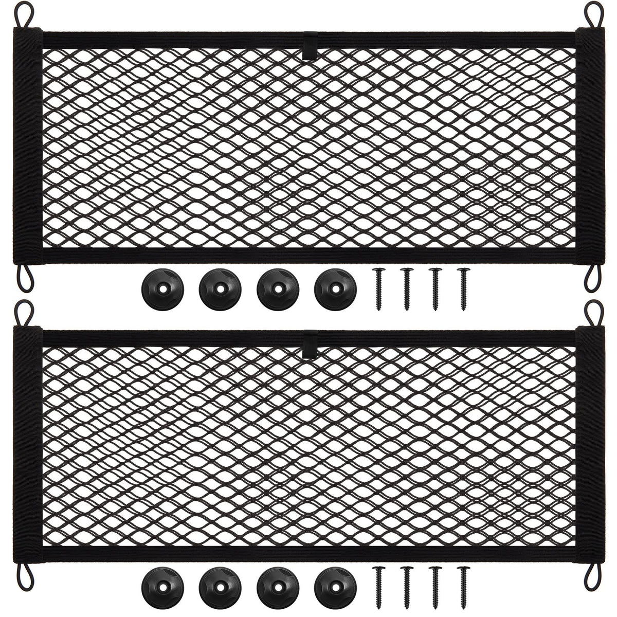Frienda front packaging showing two nets and included hardware for organized storage