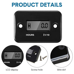 Frienda hour meter closeup LCD display showing hours for accurate maintenance benefit