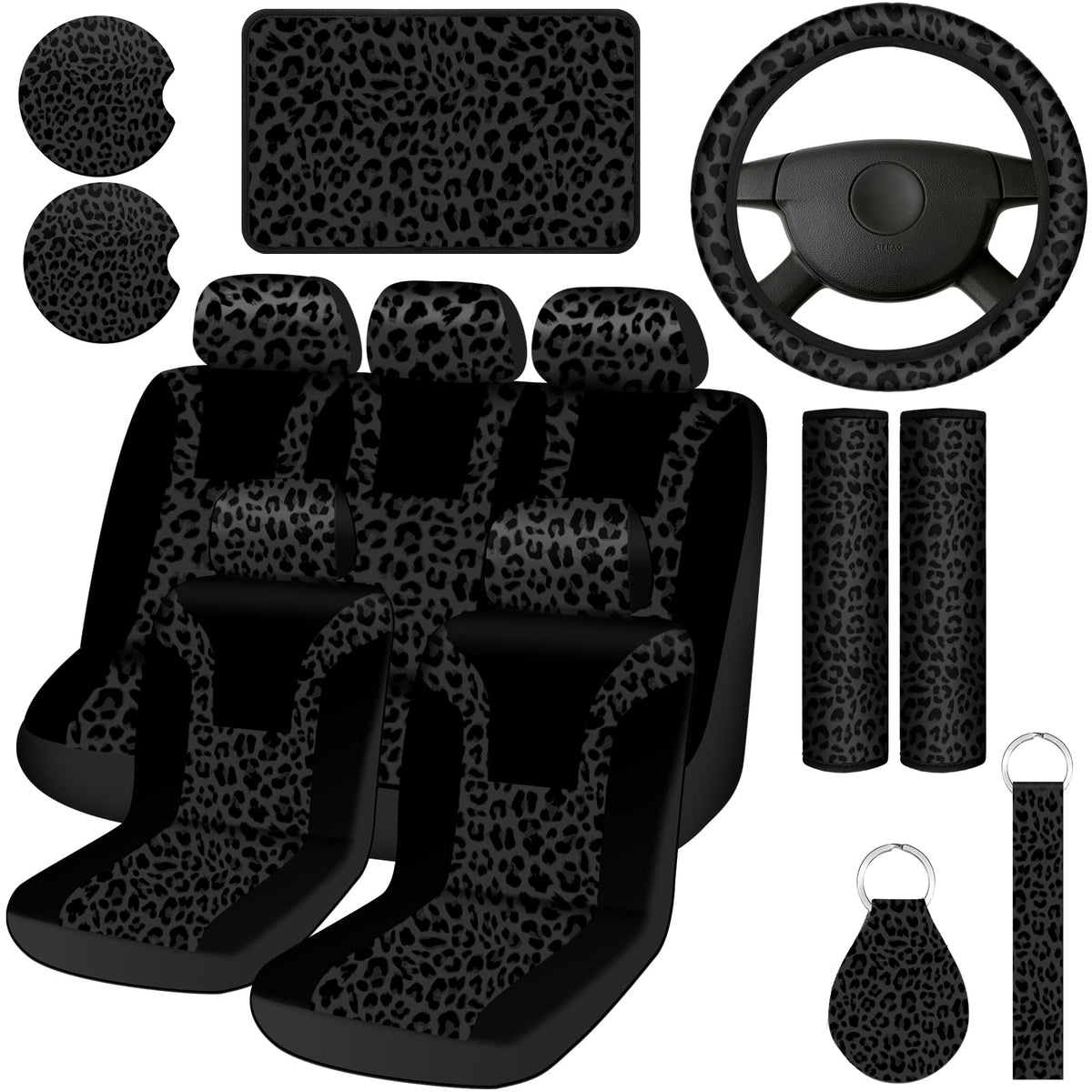 Frienda steering wheel and seat covers front view showing coordinated protection