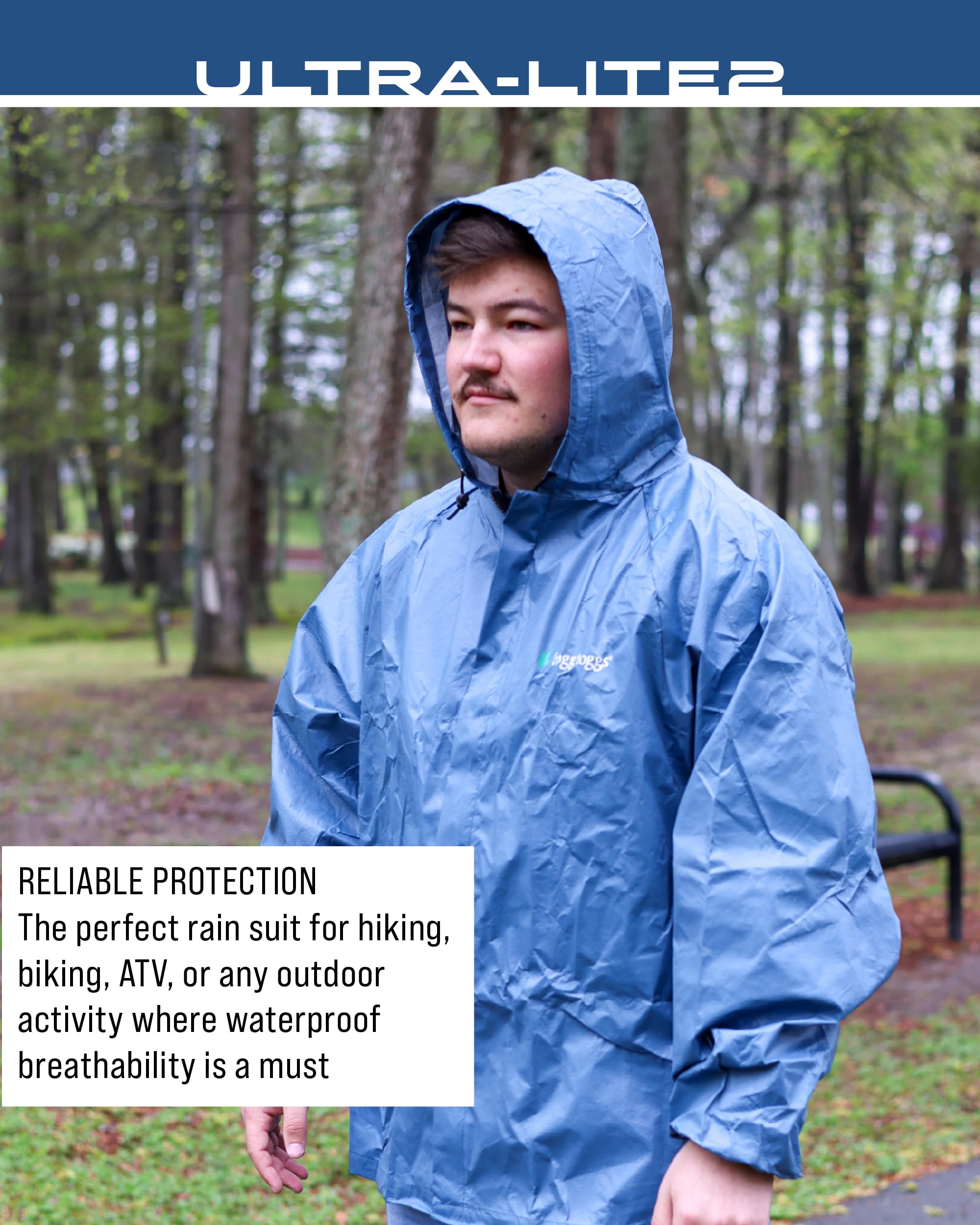 FROGG TOGGS man wearing jacket outdoors demonstrating protection