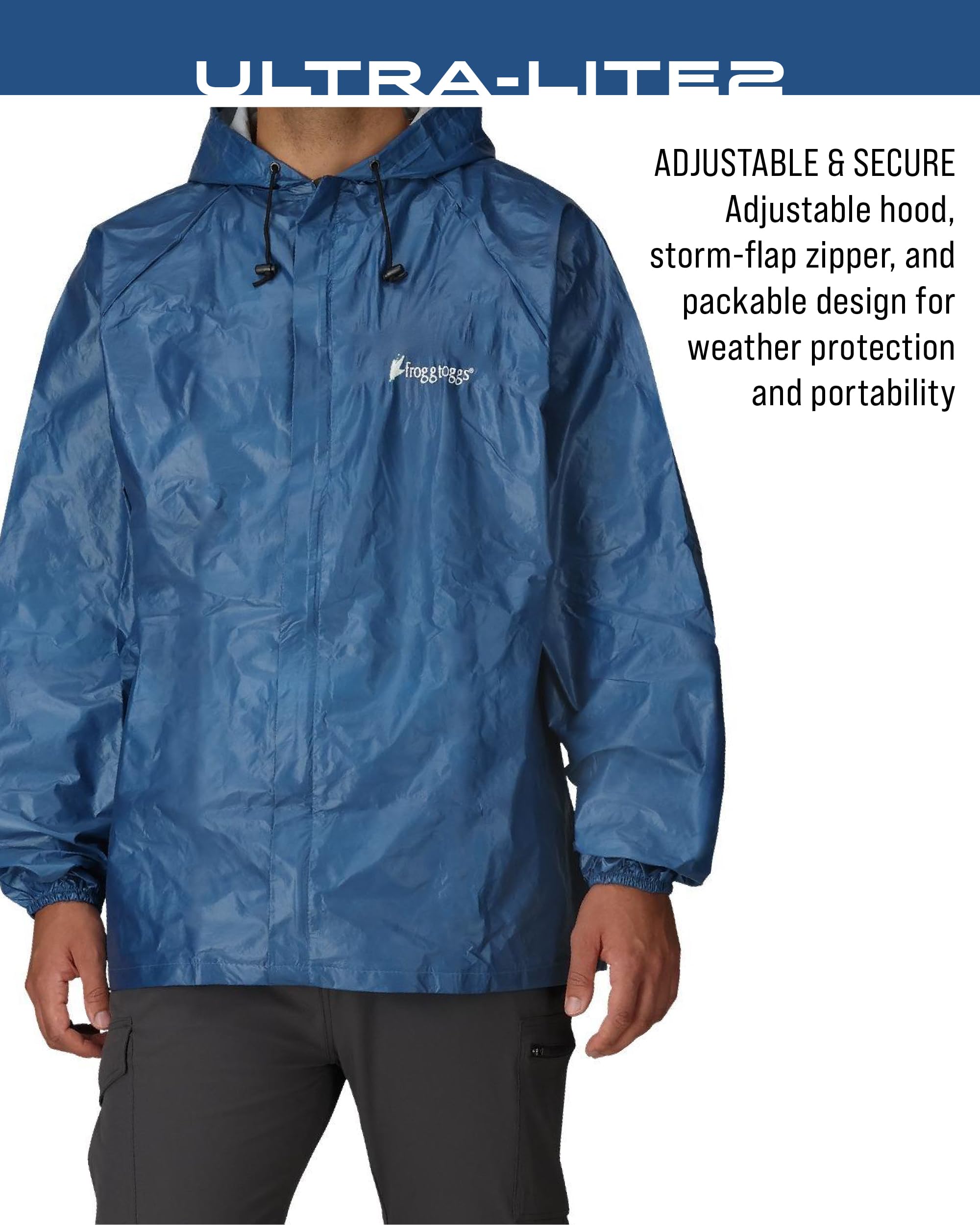 FROGG TOGGS jacket packed in stuff sack for easy transport