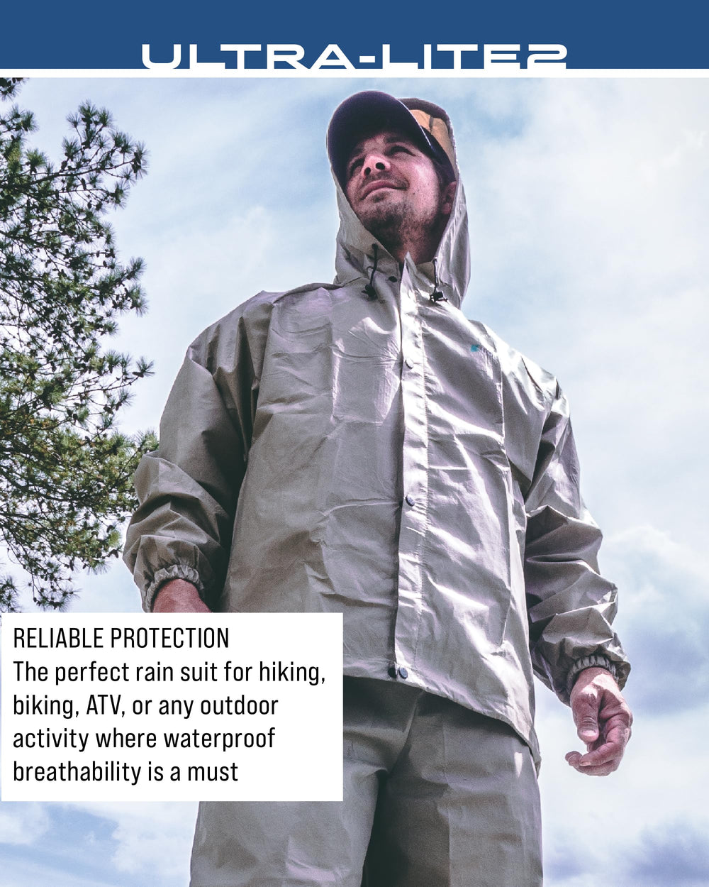 FROGG TOGGS jacket worn outdoors providing compact rain protection
