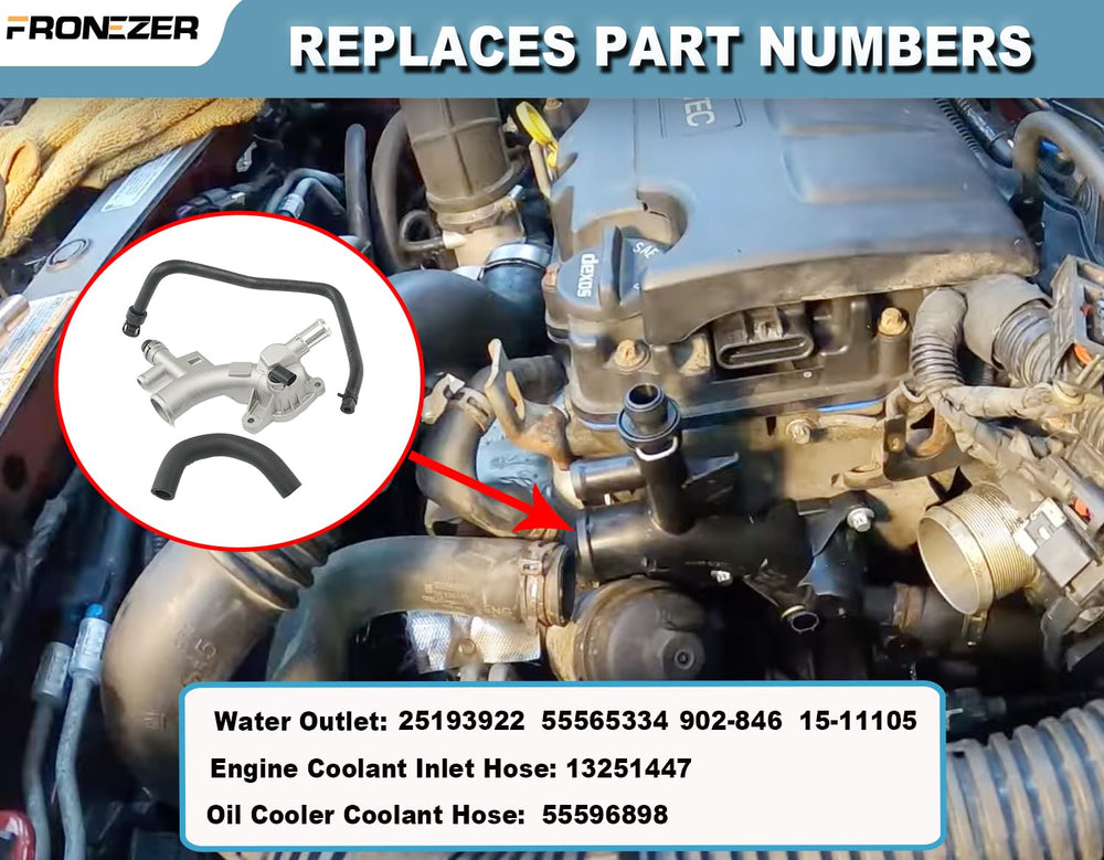 FRONEZER coolant reservoir inlet hose close-up showing correct profile and durable material