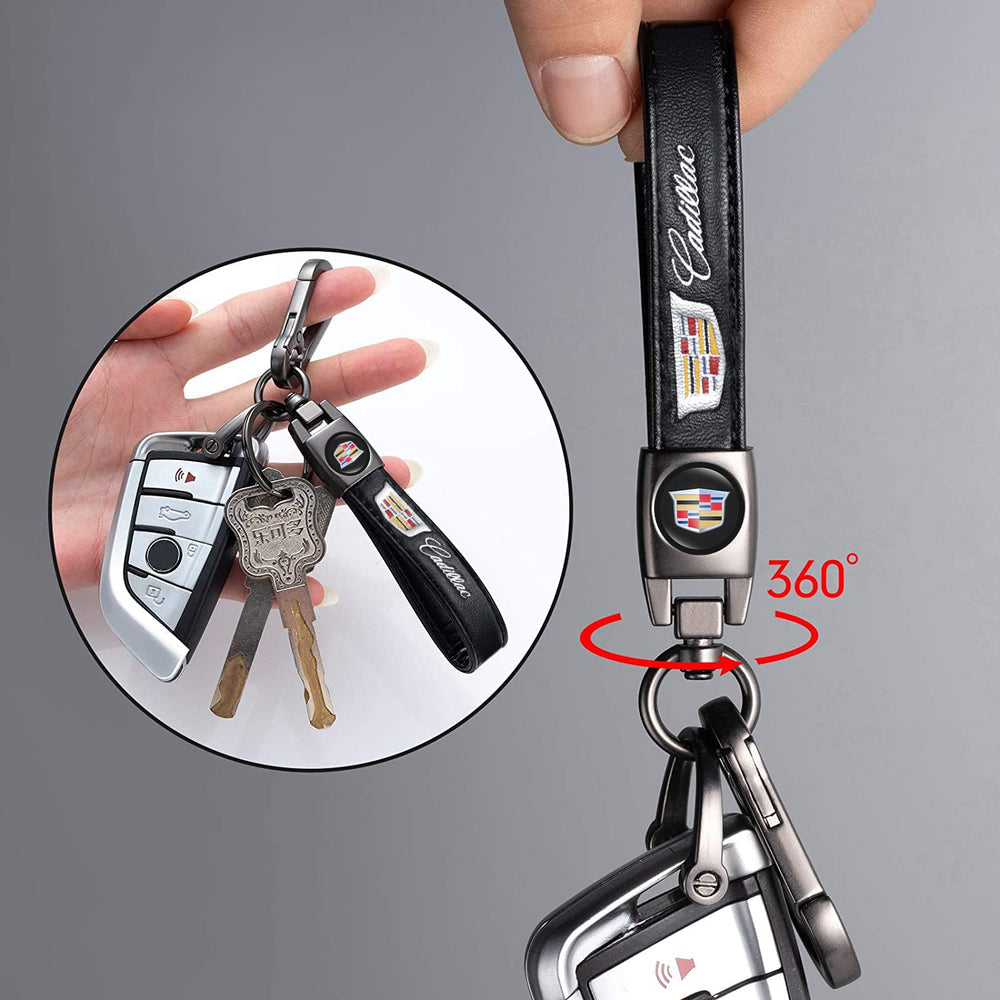 FRVON genuine leather key lanyard close-up, soft touch and durable construction