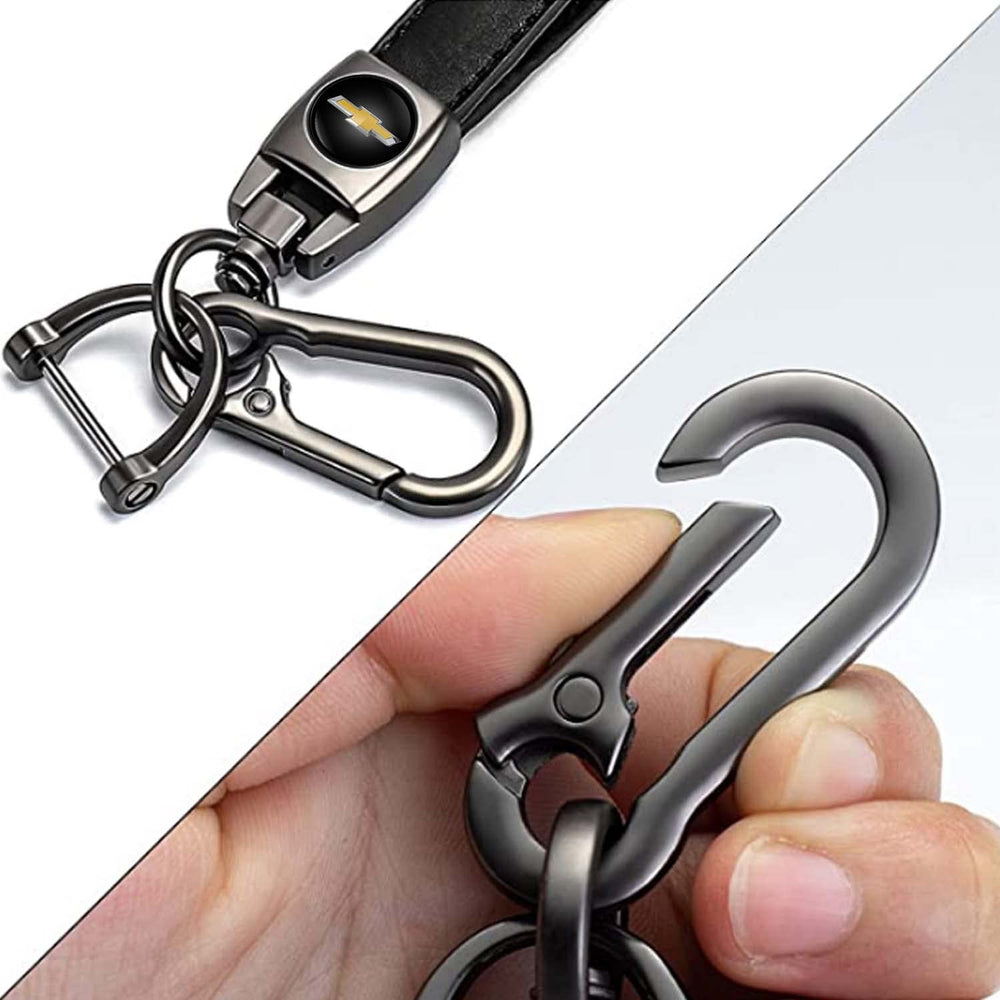 FRVON genuine leather lanyard close-up showing durable stitching and grip