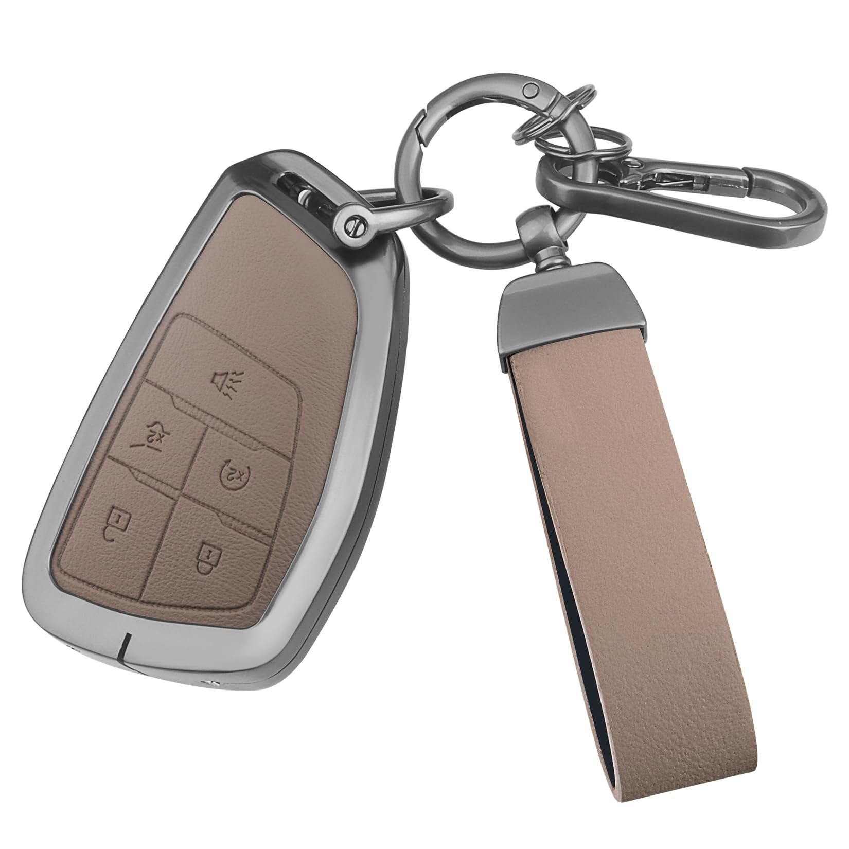 FT FUNTOR front view of brown key fob cover showing complete protection and style