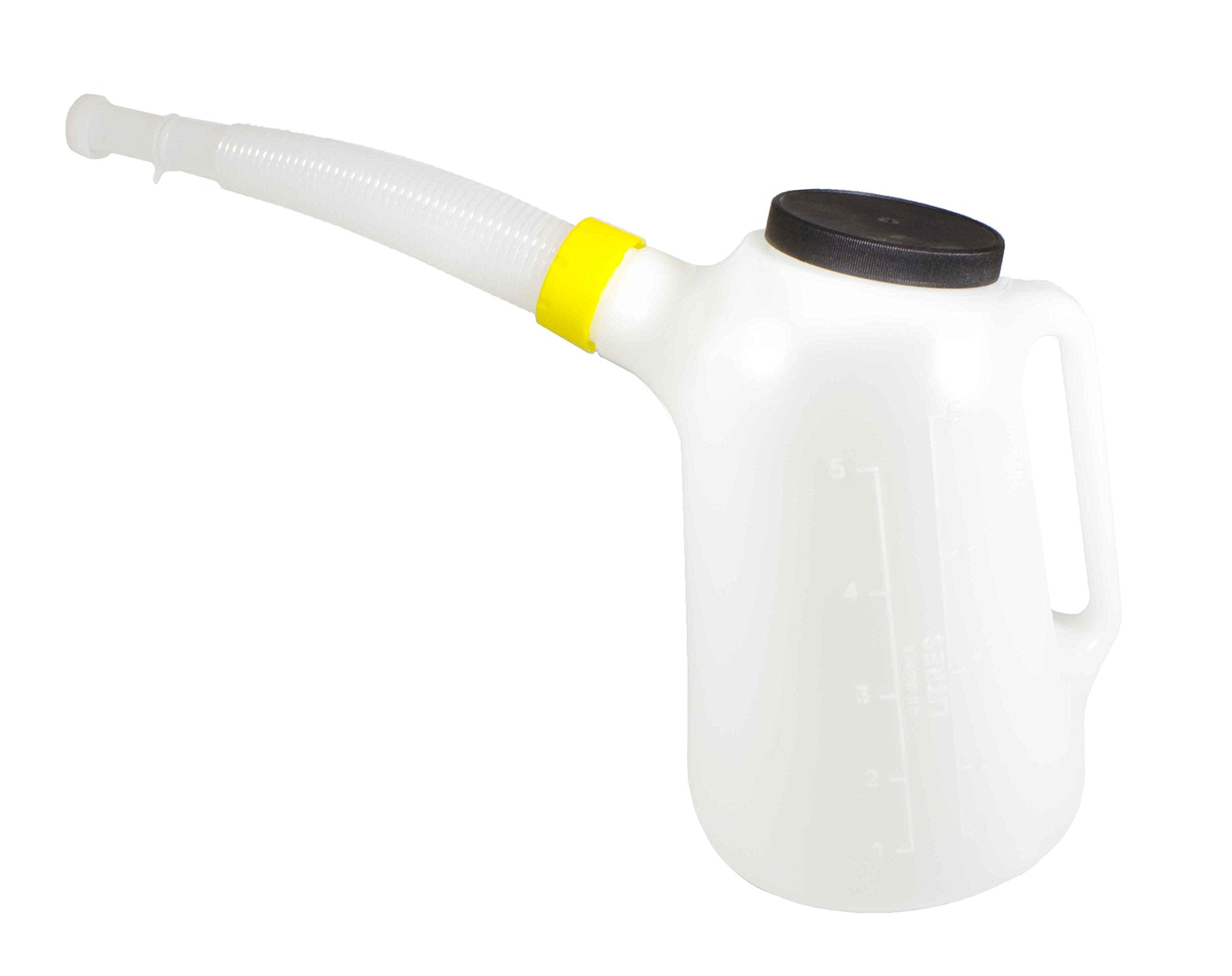 Funnel King 94367 removable 12-inch flexible spout nested inside jug, compact storage benefit