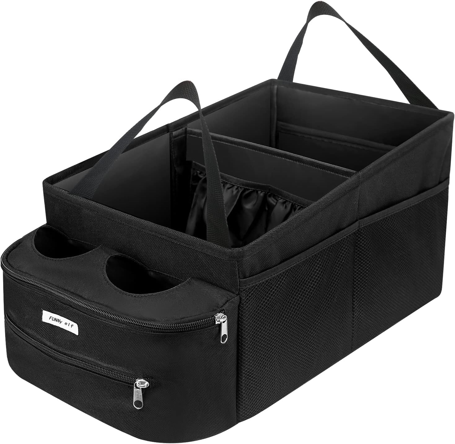 FUNNy elf front view showing full organizer and neat storage benefit