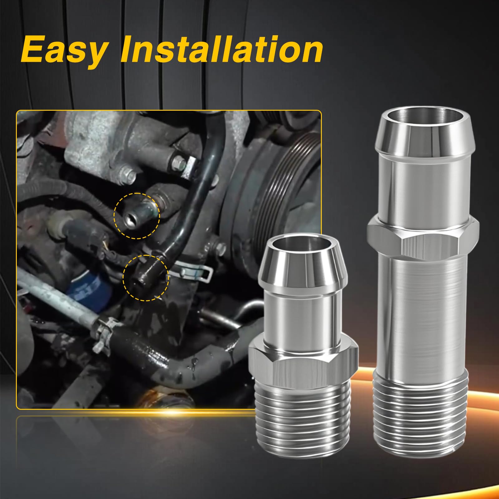 FUSCH fitting mounted on intake manifold demonstrating correct compatibility