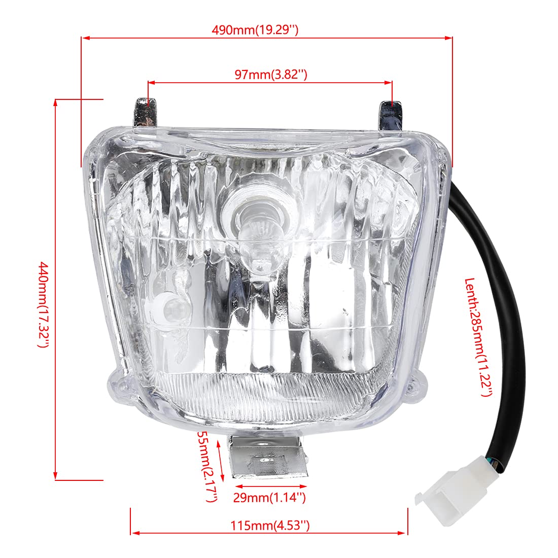 FVRITO wiring plug connections showing four-wire headlight and three-wire tail ease of install