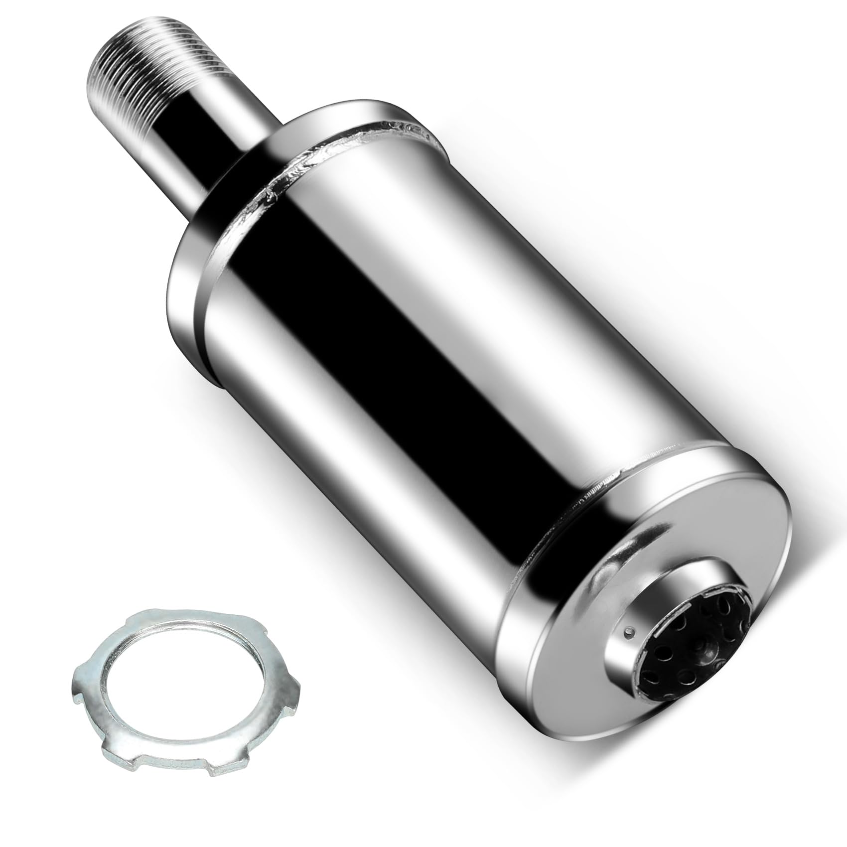 FVRITO front view showing full muffler and clean chrome finish benefits noise reduction