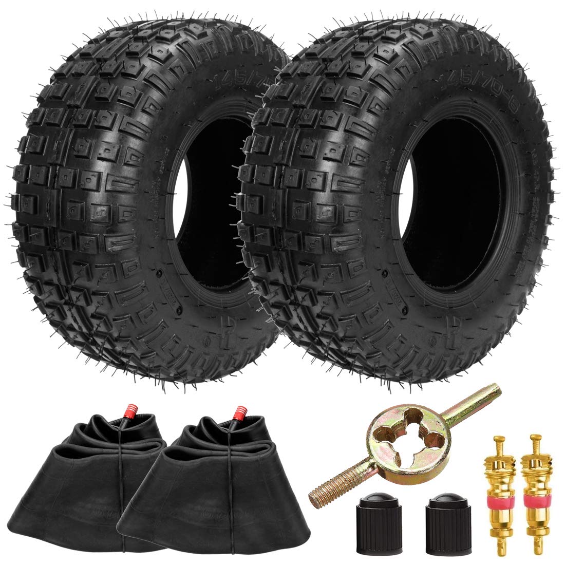 FVRITO front view of two 145/70-6 tires showing complete replacement set and ready fit