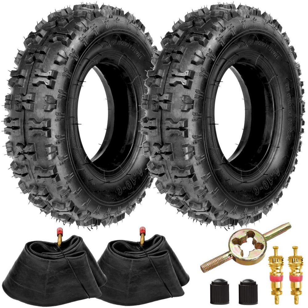 FVRITO front view of two 4.10-6 tires showing complete set and fit
