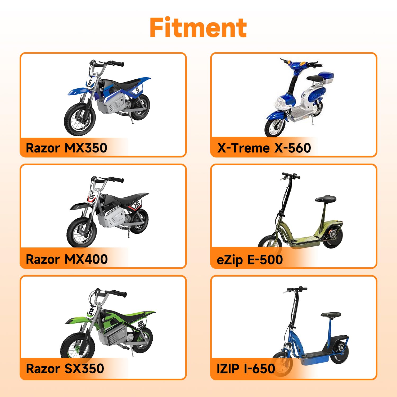 FVRITO tire fitted on a Razor MX350 demonstrating compatibility