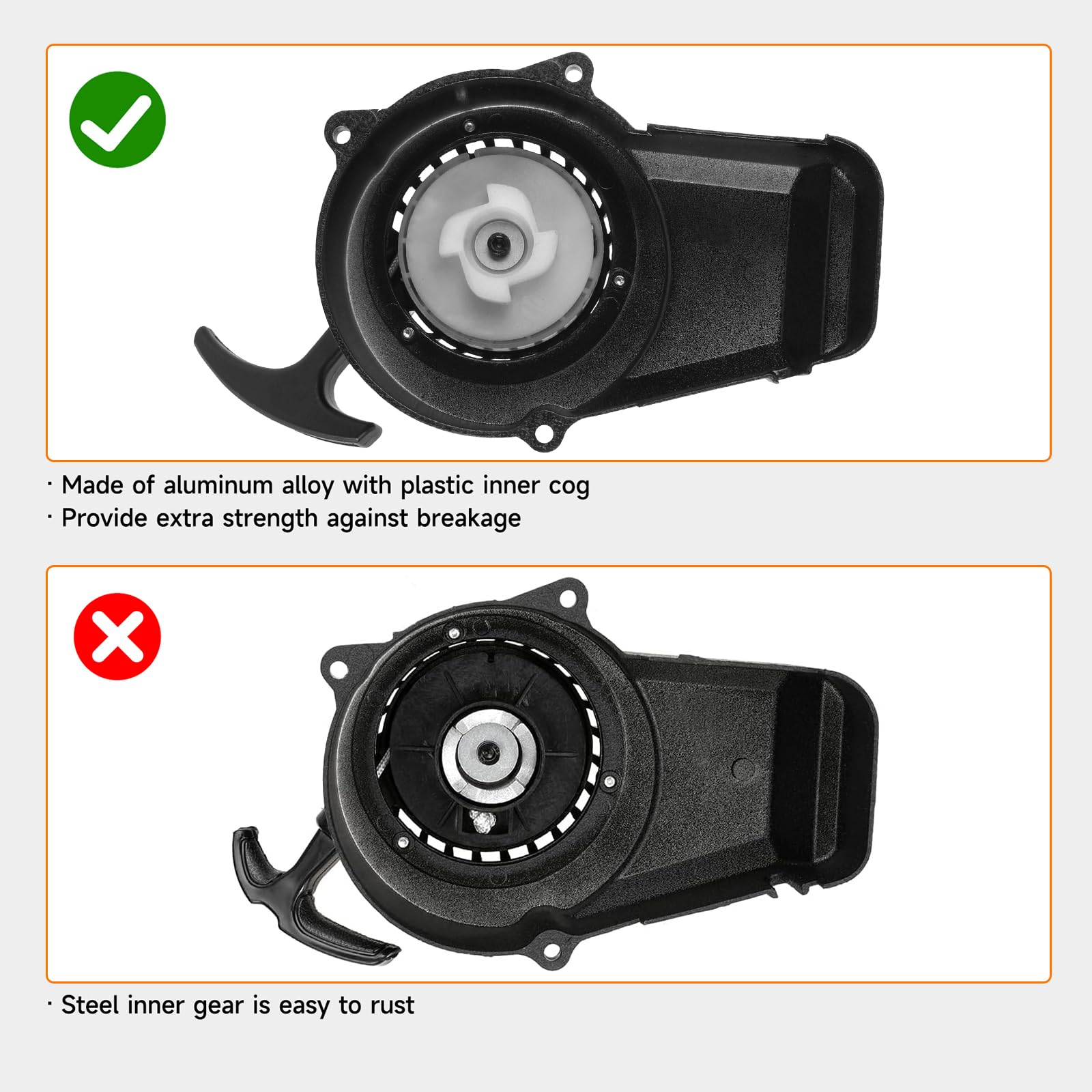 FVRITO recoil starter mounted on flywheel demonstrating correct alignment and fitment