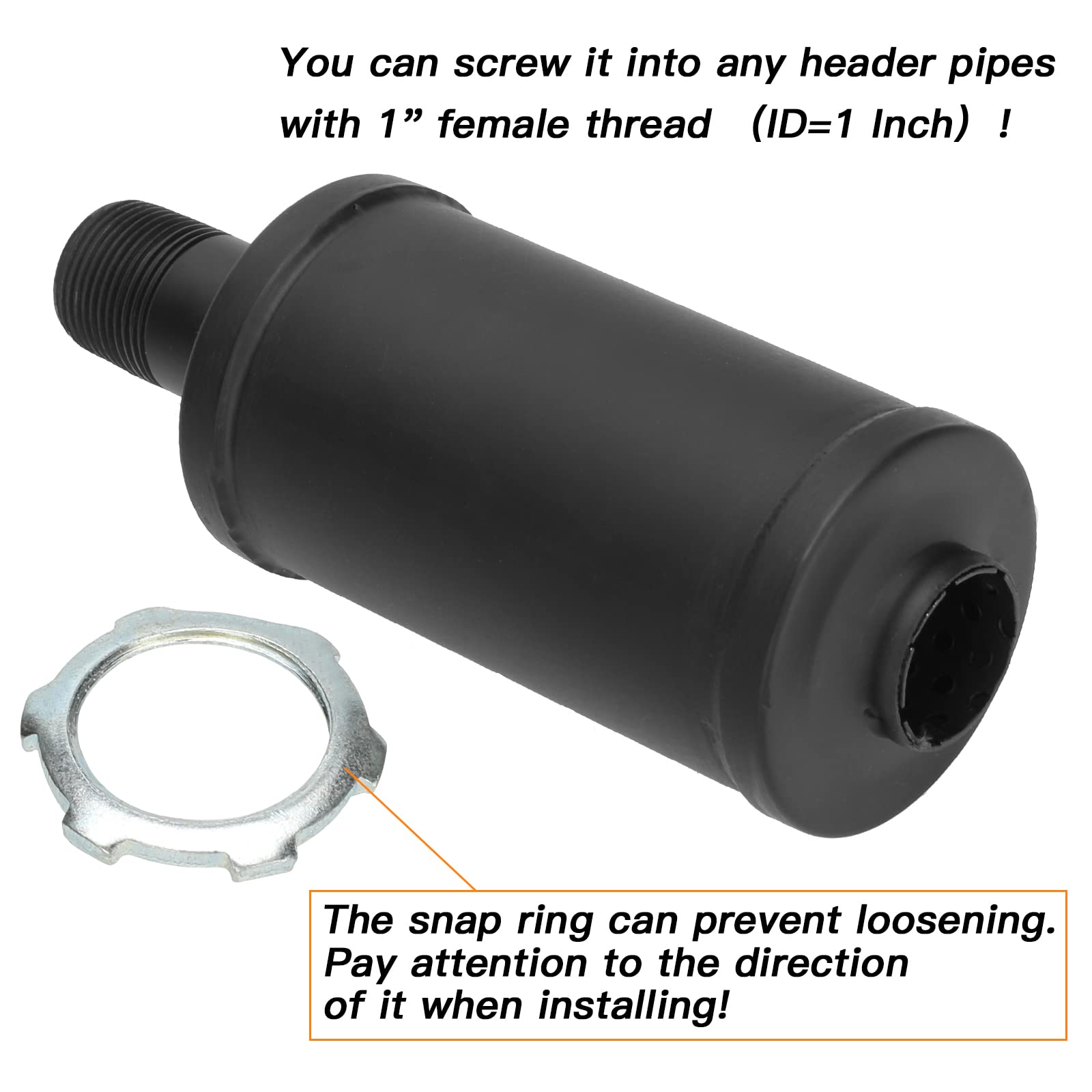 FVRITO muffler beside ruler to show scale and correct fitment